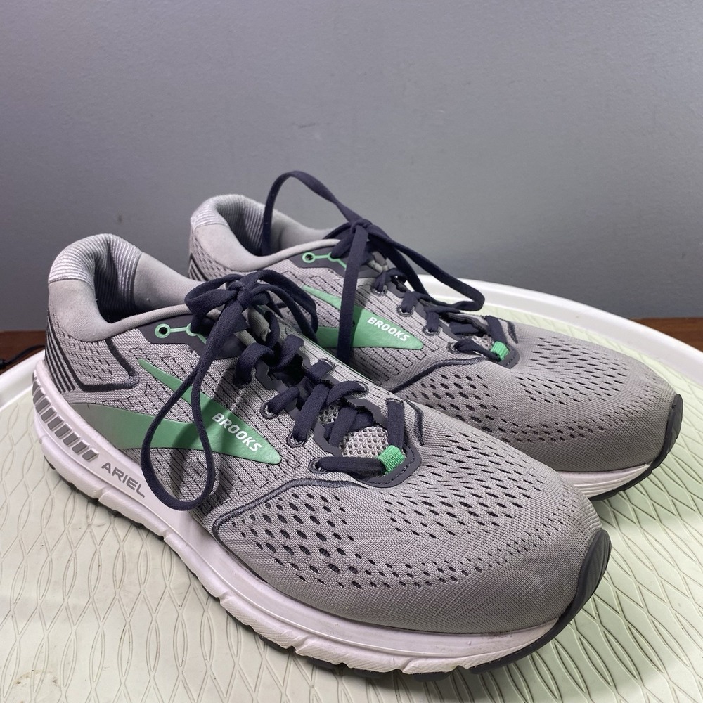 Brooks Ariel‎ 2.0 Grey/Alloy Green Womens Running Sneakers Shoes  SZ 10.5